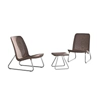Keter 17197637 Lounge Set Rio, Rattanoptik, Kunststoff, Braun, 77.5 x 76 x 54 cm
