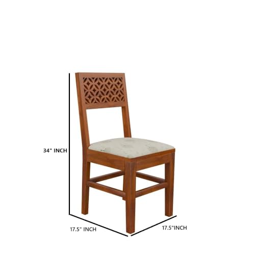 Image of THE WOODEN CITY Solid Sheesham Wood 3 Chair with 1 Bench Dining Table Set with Cushioned Chairs for Dining Room | Living Room | Home & Office - Honey Finish