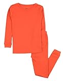 Leveret Kids Pajamas Boys & Girls Solid Orange 2 Piece Pajama Set 100% Cotton Size 8 Years