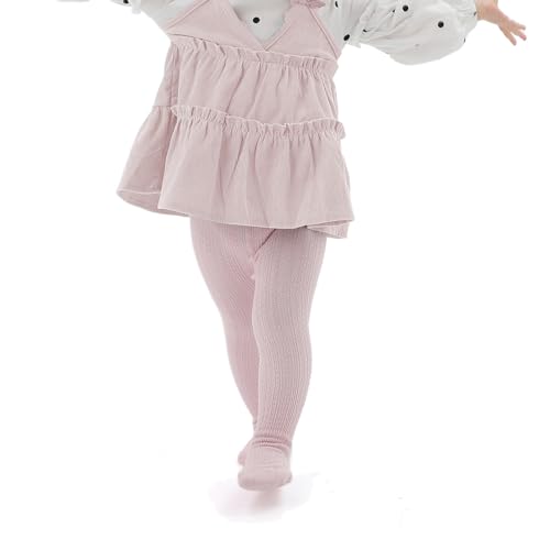 Image of EPEIUS Baby Girl Tights Cable Knit Cotton Seamless Footed Leggings 0-6Y