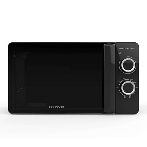 Cecotec Microondas de 20L Proclean 3130 Flatbed. Potencia de 700W y Grill de 800W, Diseño Compacto, Interior Cerámico, Modo descongelación, Temporizador 30 Min, Tecnología 3Dwave