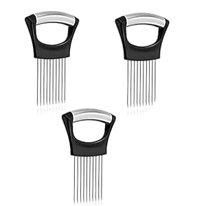 Exanko Staal Ui Houder Voedsel Slicer Assistent Groente Tomaat Aardappel Vlees Snijgereedschap voor Keuken Koken (3 Stks…