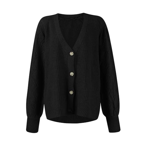 Sweaters for Women Trendy Cable Knit Long Sleeve Open Front Cardigan V-Neck Button Down Sweater Coat Outwear2
