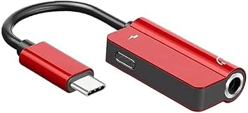Red 2-in-1 USB Type C to 3.5mm Audio ChargerHeadphone Adapter Economical Practical, Headphones, Earbuds and Accessories