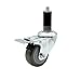 Stainless Steel Polyurethane Swivel Expanding Stem Caster w/3.5" x 1.25" Gray Wheel and 1-1/8" Stem & Total Locking Brake - 300 lbs Capacity/Caster - Service Caster Brand
