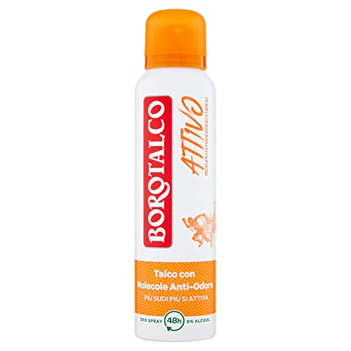 Borotalco, Déodorant Actif Vaporisateur Orange Formule sans Alcool et Talc aux Molécules Anti-Odeurs Efficacité Fraîche Efficacité 48h Parfum Mandarine et Néroli - 1 Flacon de 150 ml