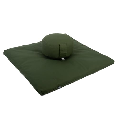 Bodhi Meditations-Set | ECO Serie | Meditationsmatte (Zabuton) & Rondo Meditationskissen | Mit Kapok oder Bio-Dinkelfüllung | Bezug aus...