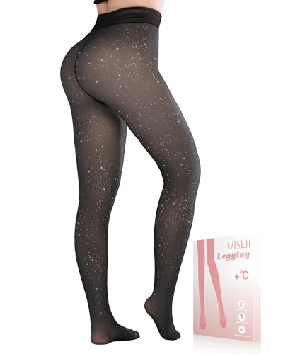 Image of UISLII Fleece Lined Tights Women, Warm Pantyhose leggings Women,Fake Translucent Thermal Skin Colored Tights for Winter
