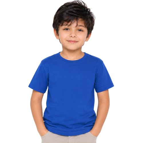 Image of Kids Round Neck Boys Tshirt | Short Sleeves | Natural Organic 100% Cotton Soft Comfortable Fabric | School Plain Color Original Branded Half Sleeve | T-Shirt for Boy Kid | Sleepwear Everyday Casual