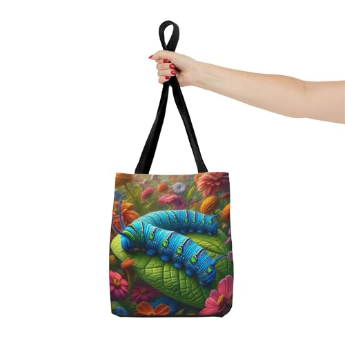 Premium Blue Morpho Caterpillar Tote Bag with Reinforced Stitching on Handles4