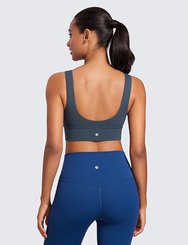 Image of CRZ YOGA Butterluxe V Neck Longline Sports Bra | Light Support, Removable Pads, Yoga, Extremely Soft, U Back, Wide Straps, for Women