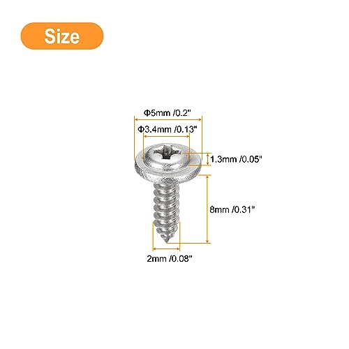 Tornillo autorroscante Phillips 8 mm con arandela 100 unidades miniatura 2