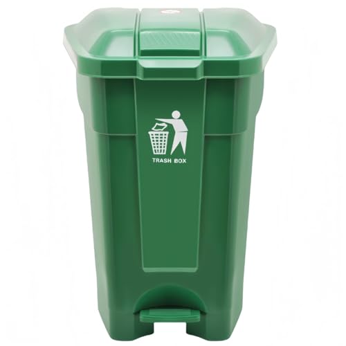 Mudfuio 50L/70Lゴミ箱 車輪付き 踏み式 屋外/ホテル/業務用 大容量 移動可能 プラスチック 密閉フタ 防臭 防水(色選択可) (グリーンです,50L)