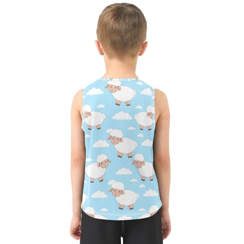 J JOYSAY Cartoon Sheep Clouds Boys Tank Top Sleeveless Muscle Shirts Quick Dry Kids T-Shirts 3-15T3
