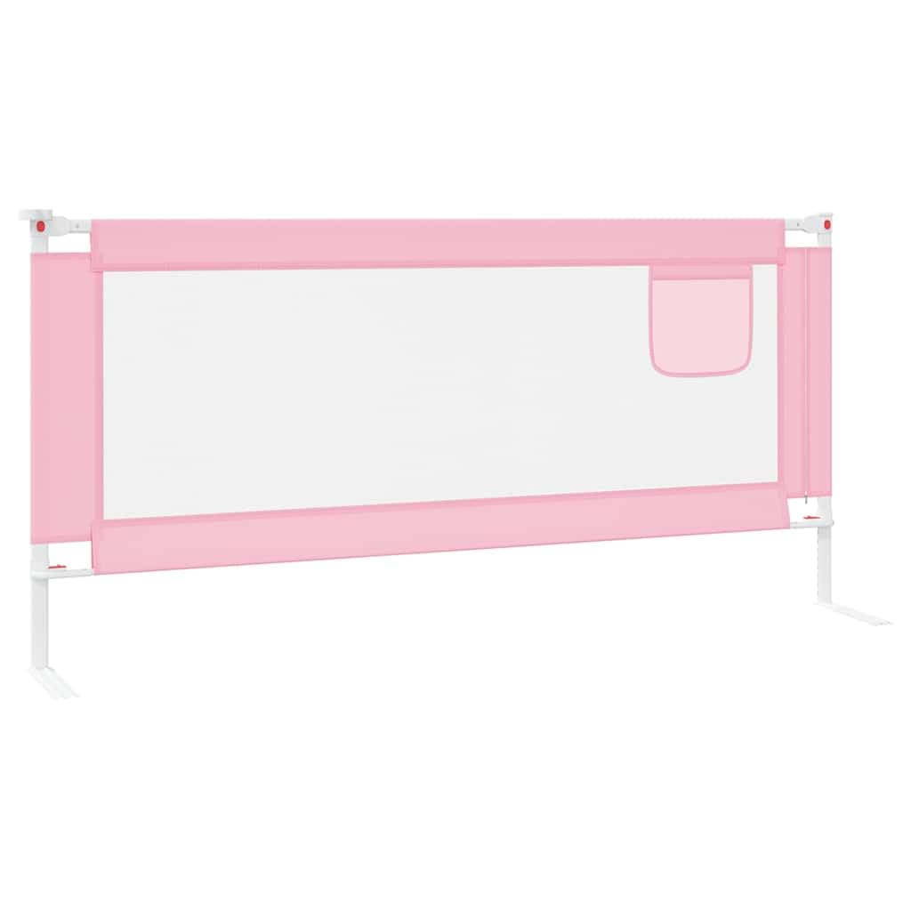 Barrera protectora para cama infantil, color rosa, 200 x 25 cm, tela con altura ajustable, protección anticaída para cuna, barrera de cama para seguridad del bebé en el dormitorio y la