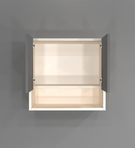 Image of SPECIALITY PANELS 2 Door Wall Cabinet with UV Profile Shutter | Wall Mounted Storage Cabinet for Kitchen Bathroom Living Room | Wooden Wall Cabinet Organizer UV Grey Finish | DIY Assembly