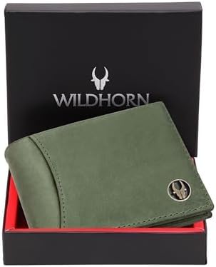 WildHorn Rfid Protected Leather Wallet For Men, Green Hunter