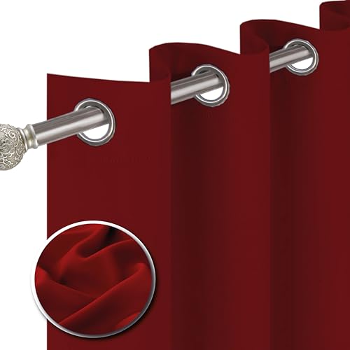 funky gadgets Blackout Curtains for Bedroom 54 Inch Drop Thermal Insulated Eyelet Curtains & Drapes Black Out Curtain for Kitchen Living Room 2 Panels (46x54 Inch Red)