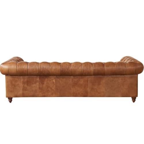 Image of Modern Classic Design Leatherette Luxury Chesterfield Sofa Set with Button Tufted, Sofa for Living Room, Home, Office, Bar, Hotel, Reaturant and Lobby (Brown, 3 Seater Sofa)