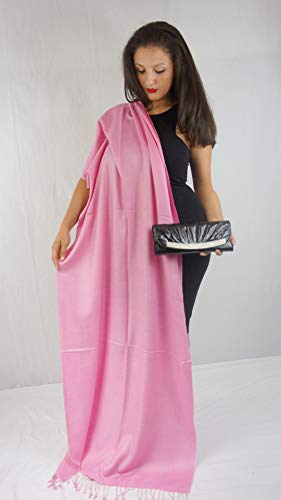 Solid Pashmina Shawl, Scarf, Wrap & Stole (Large size) Bubble Gum Pink2