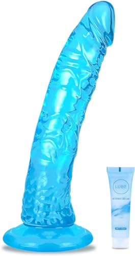 28cm Lifelike Lover Luxe Realistic Dildo - Huge Silicone Dildo with Strong Suction Cup - Crystal Jelly Dildo - Blue XL