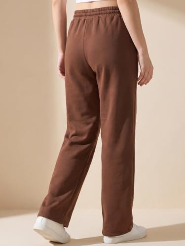 Image of BLINKIN Women's Wide Leg Track Pants | High Waist Cotton Lowers with Side Pockets | Full Length Activewear for Gym, Yoga, Workout & Dance (trk-519)