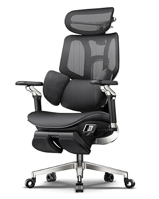 Hbada X7 Prestige Smart Ergonomic Office Chair, with AI Lumbar Support, Massage & Ventilation, 4D Dual-Axis Headrest, Alcantara® Suede, Adaptive 8-Way Lumbar Support, Black