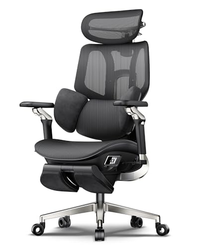 Hbada X7 Smart Ergonomic Office Chair, with AI Lumbar Support, Massage & Ventilation, 4D Dual-Axis Headrest, Alcantara® Suede, Adaptive 8-Way Lumbar Support, Black