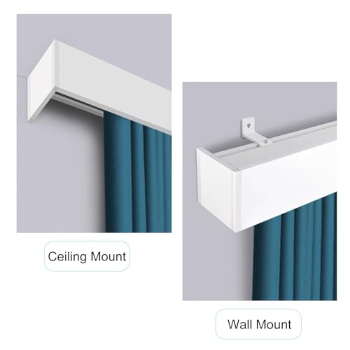 Cortinas opacas con cenefa de cortina 3 en 1 y riel de techo de 9 pies 5
