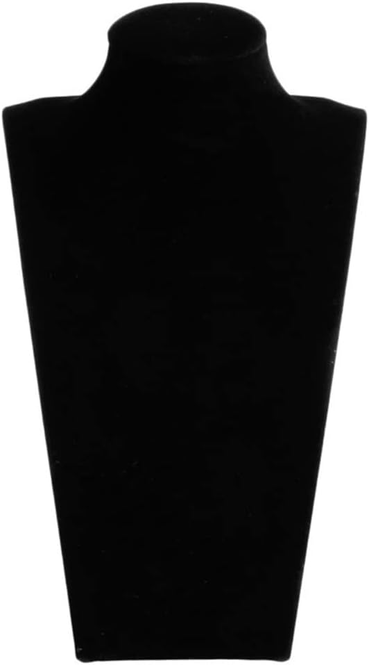Faux Leather/Velvet Mannequin Jewelry Necklace Display Holder Neck Bust Stand Showcase Show Decorate(Black)
