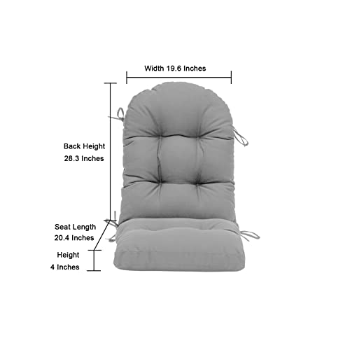 Qilloway Indoor/Outdoor High Back Chair Cushion For Adirondack,Spring/Summer Seasonal All Weather Replacement Rocking Chair Cushions. (Grey) #TOP1