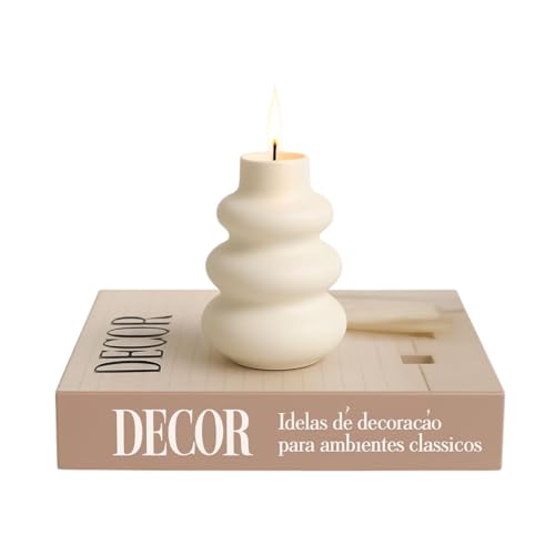 Kit Decorativo com Castiçal Cerâmico Branco e Livro Decorativo “D...