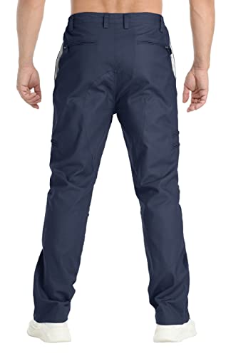 TACVASEN Men's Cotton Cargo Long Pants 9 Pockets Elastic Waist Military Work Hiking Outdoor Pants（No Belt）3