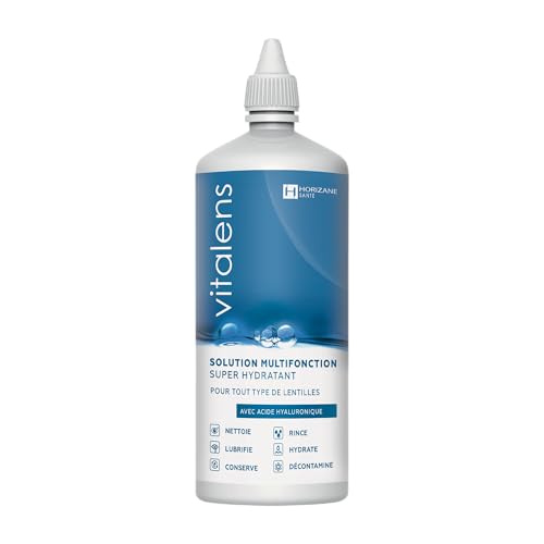 VITALENS - Produit multifonction pour lentilles de contact souples - Décontamine, nettoie, rince, déprotéinise, hydrate et conserve...