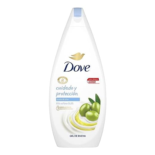 Dove Gel de Ducha con Aceite de Oliva para Piel Seca Sin Sulfato SLES y Con Hidratantes Vegetales e Ingredientes de Origen Natural, 750 ml