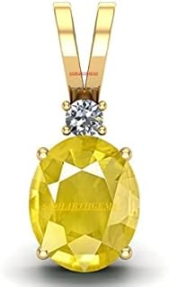 akshita gems 11.25 Ratti 10.00 Carat Unheated Untreatet A+ Quality Natural Yellow Sapphire Pukhraj Gemstone Gold Plated Pendant Locket for Women's and Men's (Lab Certified)-picture-25