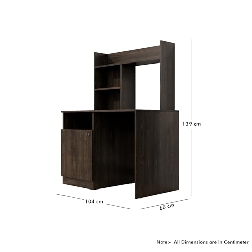 Image of Bniture Wooden Study Table for Home | Engineered Wood Study Table with Bottom Storage Shelf | Multi Purpose Computer Desk for Writing & Study | Laptop Table for Study Room & Office | Flower Wenge