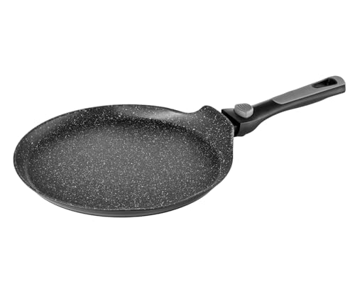 Pradel Excellence - PCUI002009 - Poêle à Crêpes en Aluminium Forgé Pierra Ø32cm - Revêtement Anti-Adhésif Façon Pierre - Manche Amovible - Tout Feu,...