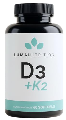 Luma Nutrition D3 + K2 Vitamin 10000 IU - Bone and Heart Health Supplement - Max Strength Immune...