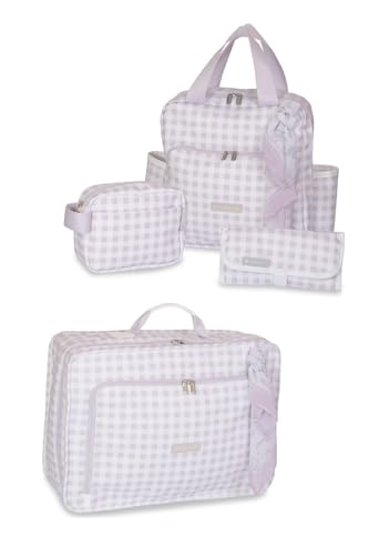 Kit Mala Maternidade + Mochila Passeio + Porta Fralda Campo Lavandas – Masterbag Baby