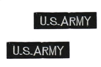 REENA U.S Army Black Long 2 Pc Patches Combo for Clothes, Jackets, Pants, Jeans, Bags - Sew on Stitching (Black White)