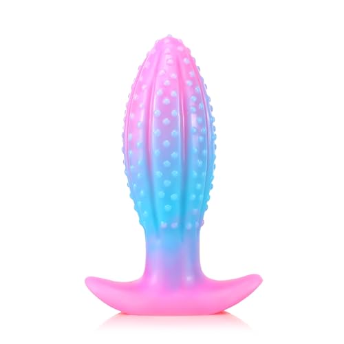 SXOVO 14,5 cm Analdildo Flüssiges Silikon Analplug mit Leuchtende Funktion Fantasy Dildo mit Massage Partikeln Buttplug für G-Punkt Prostata Stimulation Sexspielzeug für Frauen Männer Paare Anfänger
