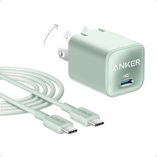 Anker Nano Charger, USB C GaN Charger 30W, PIQ 3.0 Foldable PPS Fast Charger for iPhone 16/15 and More Series, Galaxy, iPad, Compatible with MagSafe (Green)