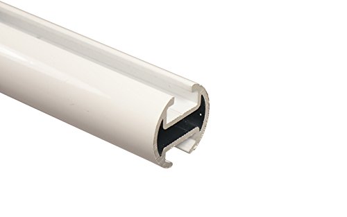 iso-design Innenlauf Gardinenstange 2-läufig aus Aluminium und Holz weiß, 20 mm, Endstück Digo, 140 cm