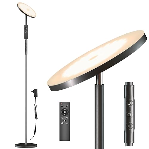 Yikuneng Super Bright Floor Lamp for Living Room, Stepless Dimmable LED Standing Lamp with Remote...