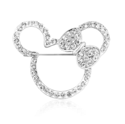 Cute Mouse Brooch Pin for Women Girls Crystal Rhinestone Bow Knot Animal Pins Lapel Jackets Scarf Suit Carsage Bouquet Brooches Clip All-Match Accessorices Dainty Jewelry Gifts Birthday Wedding