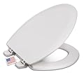Centoco Elongated Wooden Toilet Seat, Residential, Closed Front with Cover, Made in the USA, DSAMAZ9-001, White