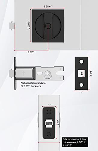 image for Surnovae Bed/Bath Pocket Door Lock, Matte Black Contemporary Privacy S