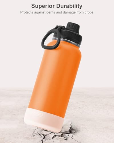 Image of koodee Insulated Water Bottle, 32 oz Stainless Steel Double Wall Vacuum Wide Mouth Sport Bottle with Leakproof Spout Lid (Cosmic Orange)