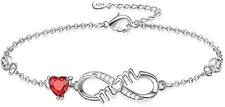Tusuzik Infinity Bracelets for Womens Jewellery 925 Sterling Silver Bracelet ladies Love Heart Bracelets Mother Gifts for Mum Women